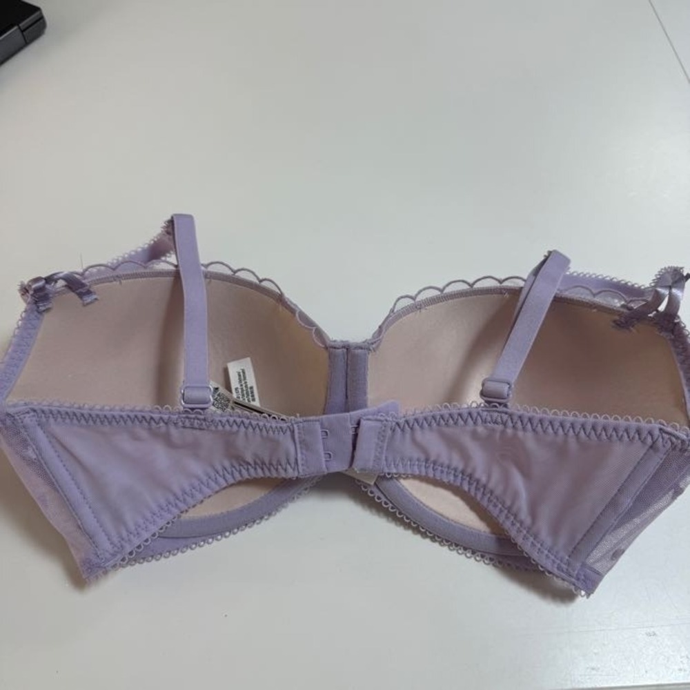 PINK by Victoria's Secret Balconette Bra Purple Women 34DD Heart Pattern New! - Picture 5 of 5